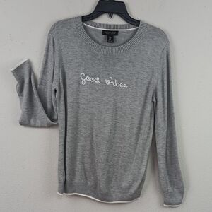 Rachel Zoe Women's Good Vibes Gray Crewneck Lightweight Sweater sz M